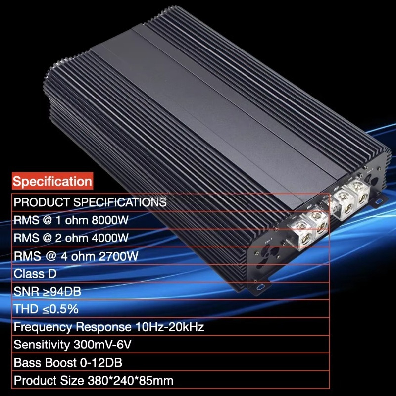 Wzmacniacz samochodowy RMS 800 – Car Amplifier Class D 1 Ohm Stable recenzja i cena